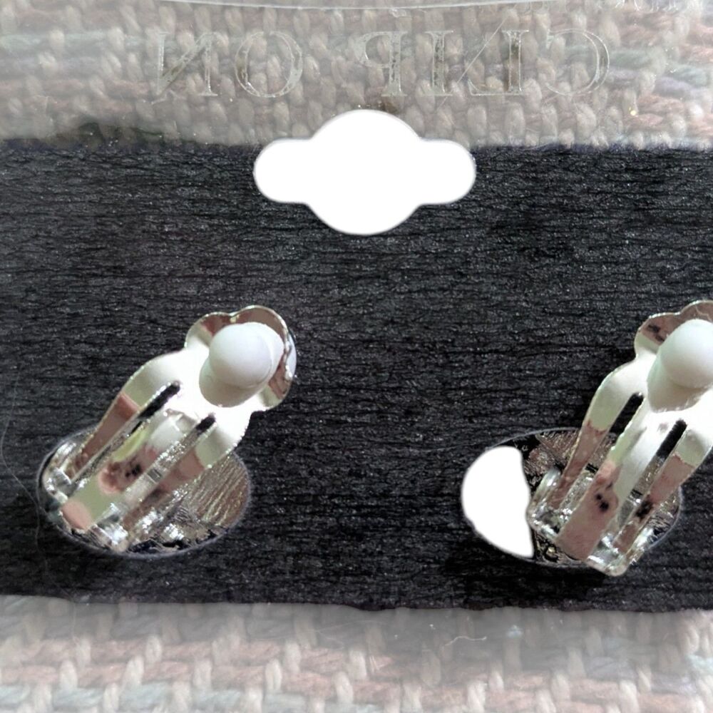 Green Clover Rhinestone Clip On Earrings Silver Statement Y2K Glam Coquette - Picture 3 of 4